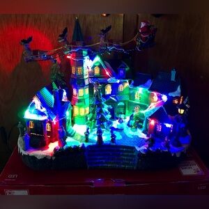 Home Accents Holiday Animated LED Musical Village Motion Santa Sleigh Light Show
